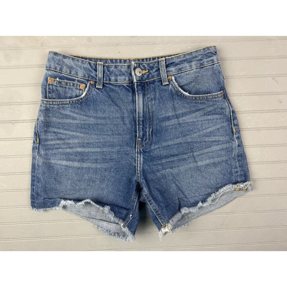 Zara Woman Size 2 Womens Shorts Denim Jean Cut Off Med Rise Relaxed Fit Cotton
